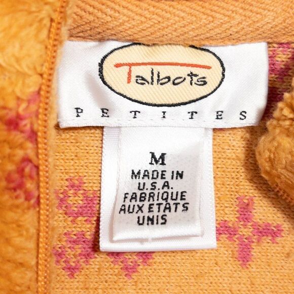 Vtg 90s Talbots Petites Fleece Sweater Womens Medium 1/4 Zip Jacket Made in USA - Picture 2 of 13